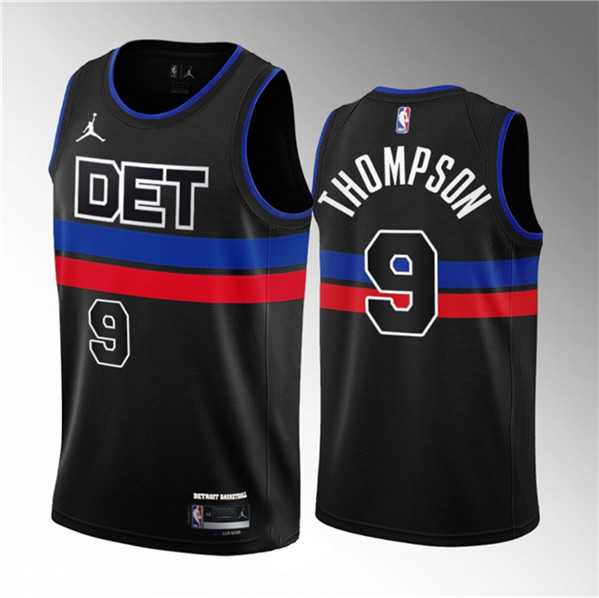 Mens Detroit Pistons #9 Ausar Thompson Black 2023 Draft Statement Edition Stitched Basketball Jersey